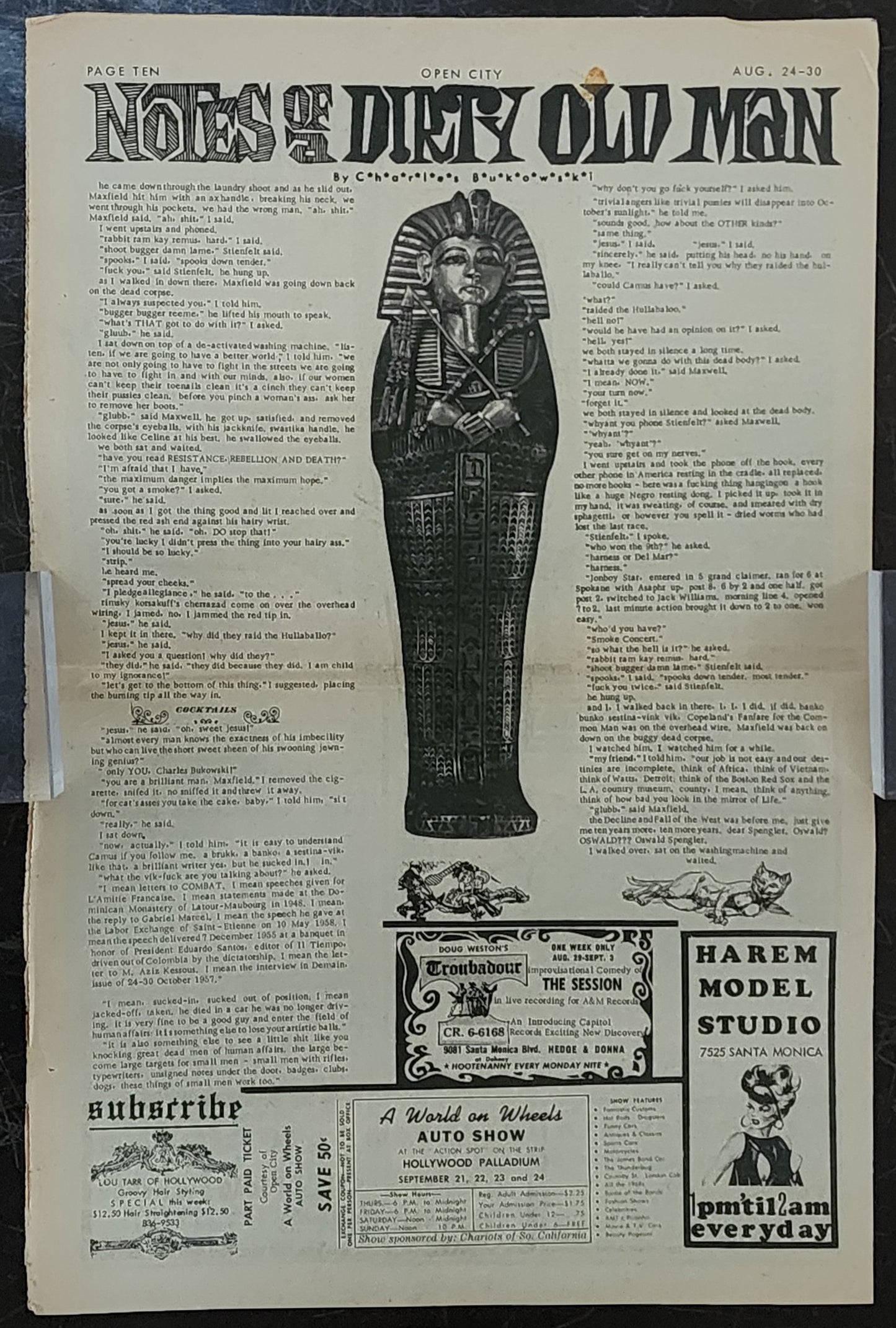 OPEN CITY No. 17, Aug. 24–30, 1967 — Bukowski Notes, The Doors at the Whisky, Jimi Hendrix Experience, Griffith Park Love-In