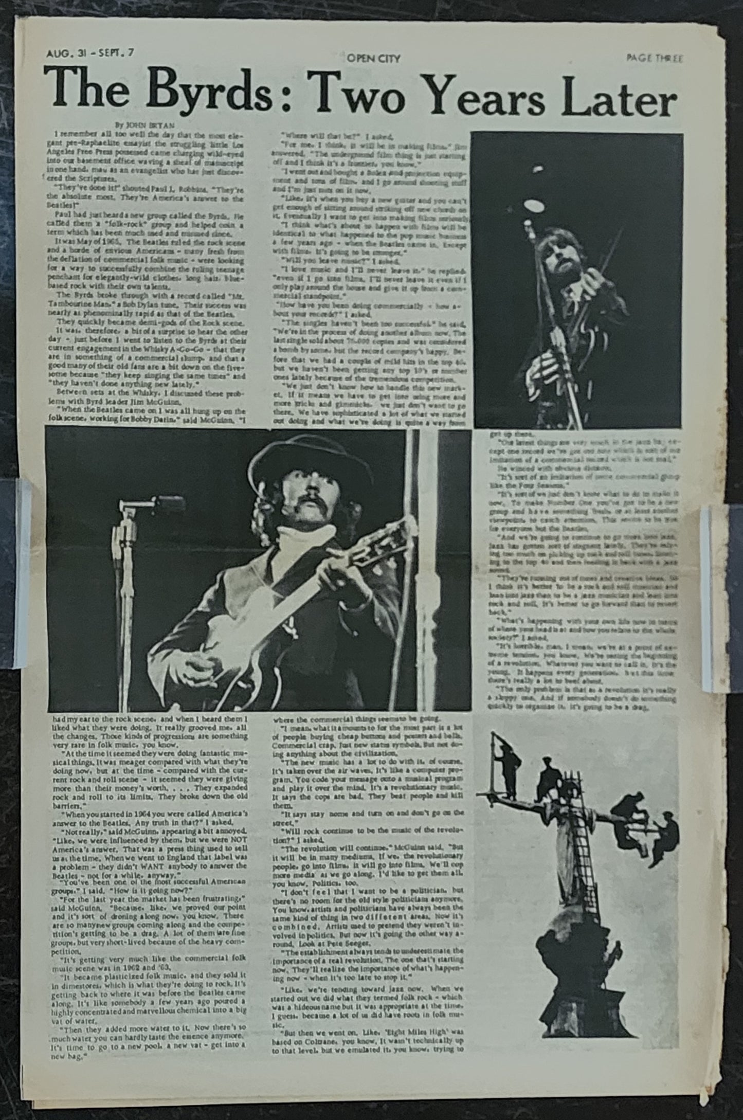 OPEN CITY No. 18, Aug. 31–Sept. 7, 1967 — NO BUKOWSKI COLUMN. Liza Williams' Debut Column, The Byrds, Taj Mahal, Donovan