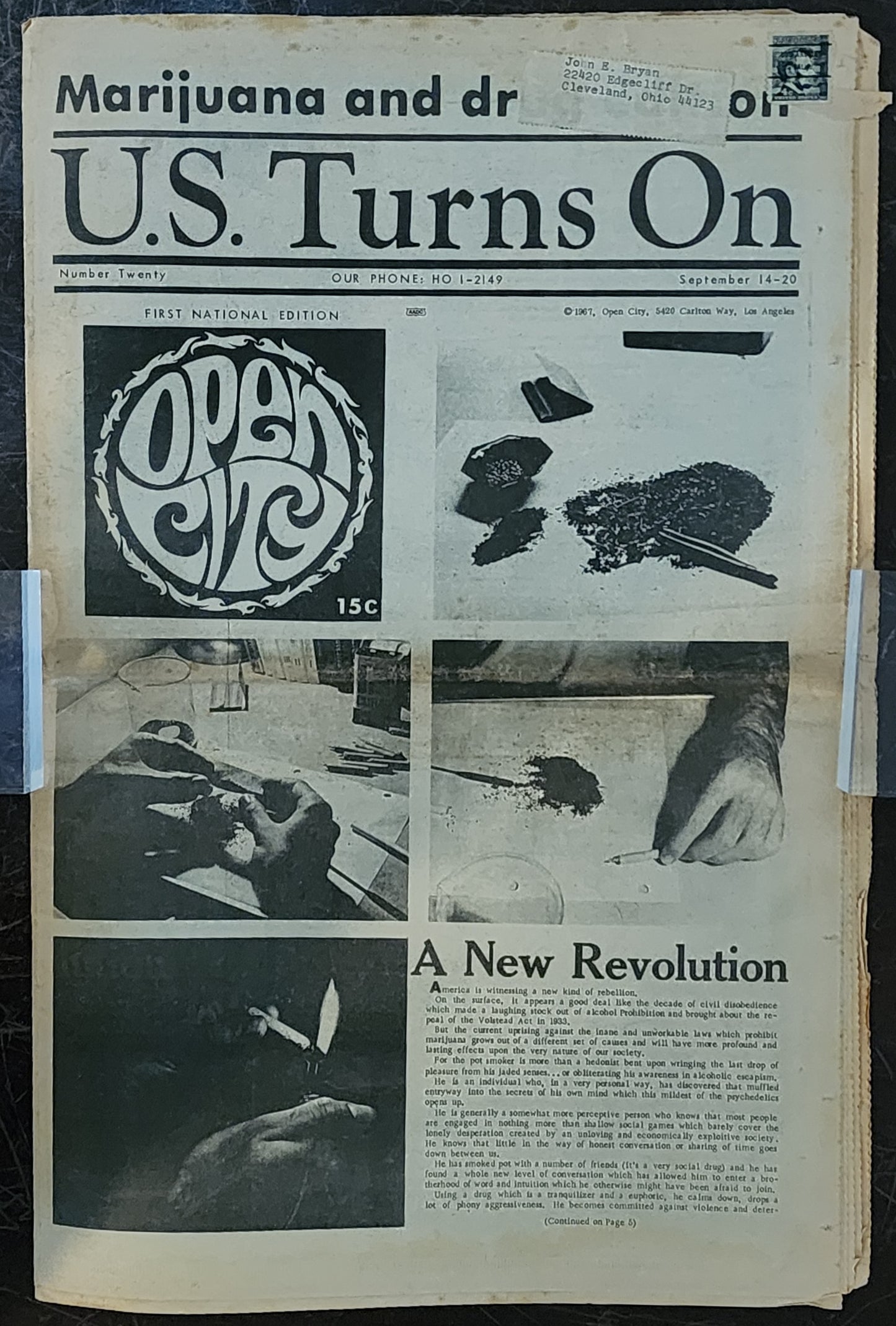 OPEN CITY No. 20, Sept. 14–20, 1967 — Bukowski on the Pot Scene, George Harrison Interviewed by Derek Taylor, Steven Richmond