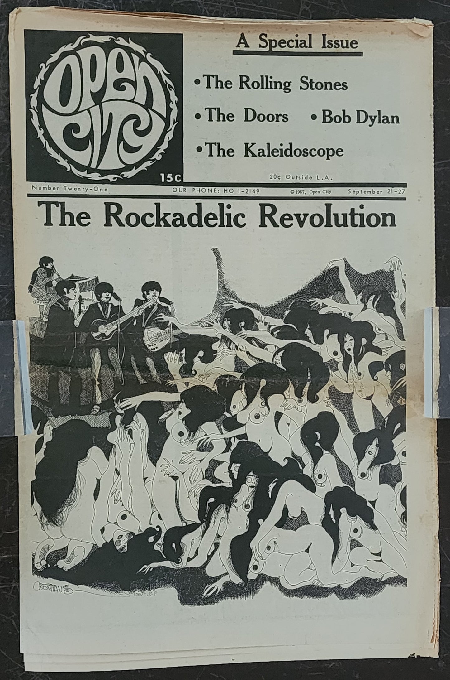 OPEN CITY No. 21, Sept. 21–27, 1967 — Bukowski Notes, Rolling Stones, The Doors, Bob Dylan, Dizzy Gillespie, Lightnin' Hopkins
