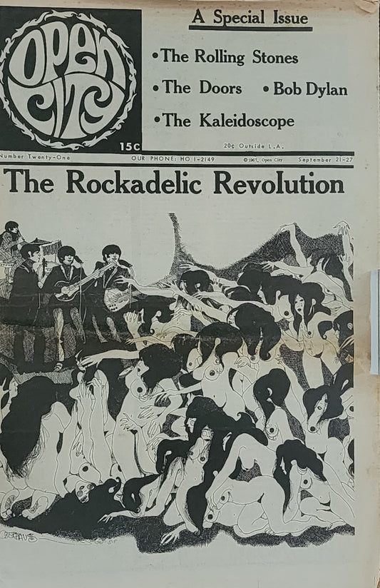 OPEN CITY No. 21, Sept. 21–27, 1967 — Bukowski Notes, Rolling Stones, The Doors, Bob Dylan, Dizzy Gillespie, Lightnin' Hopkins