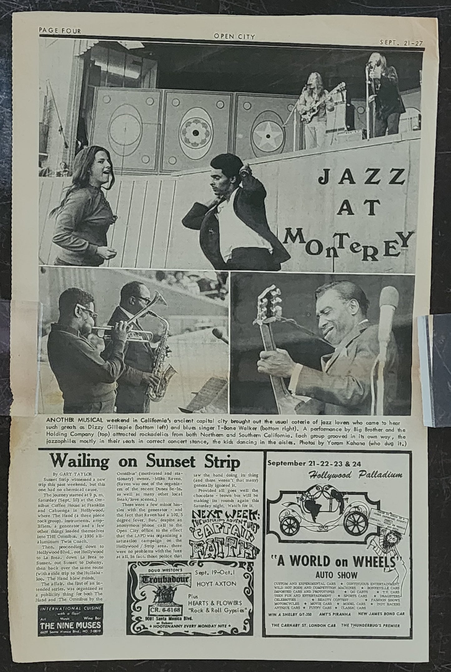 OPEN CITY No. 21, Sept. 21–27, 1967 — Bukowski Notes, Rolling Stones, The Doors, Bob Dylan, Dizzy Gillespie, Lightnin' Hopkins