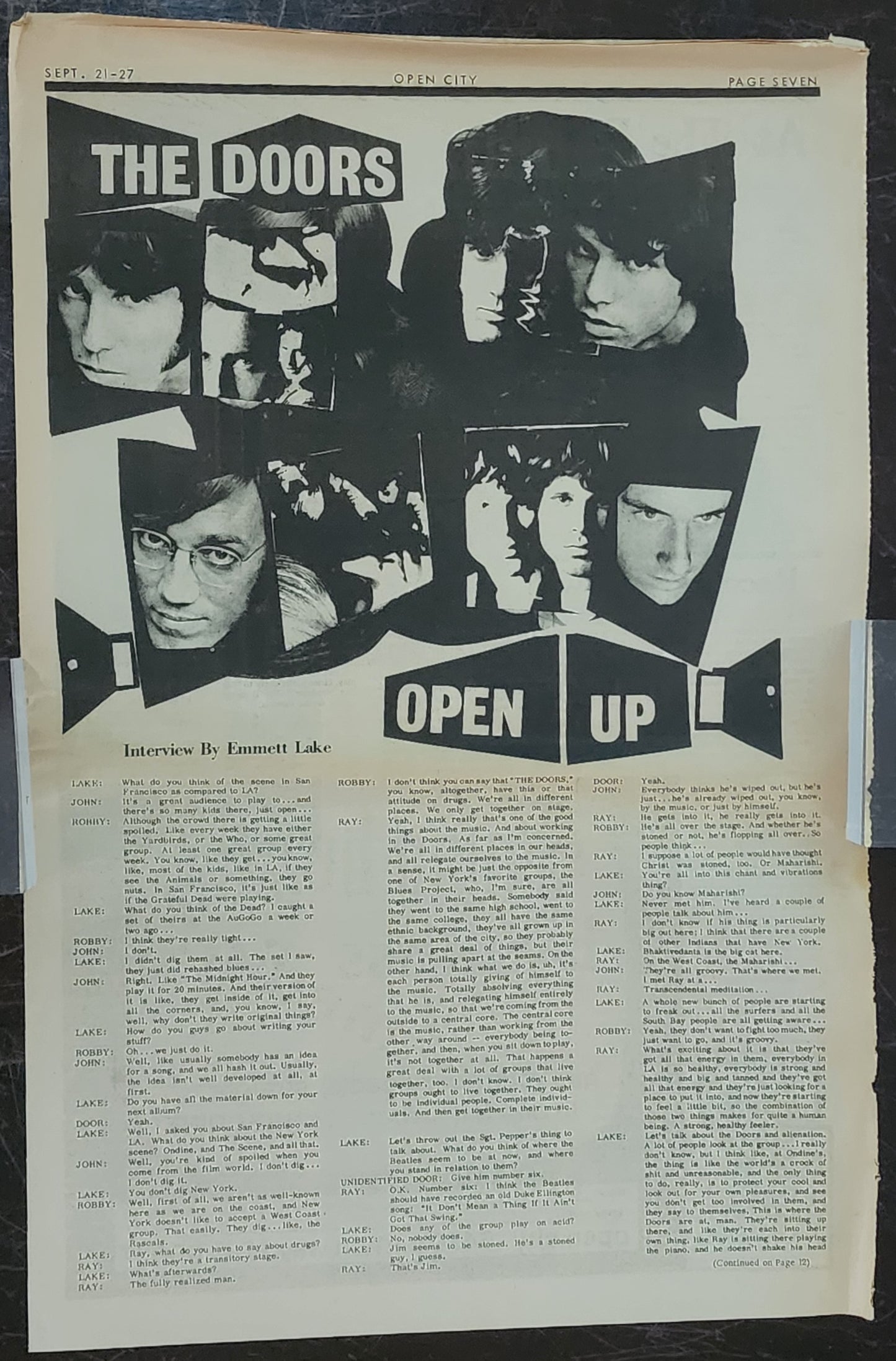 OPEN CITY No. 21, Sept. 21–27, 1967 — Bukowski Notes, Rolling Stones, The Doors, Bob Dylan, Dizzy Gillespie, Lightnin' Hopkins