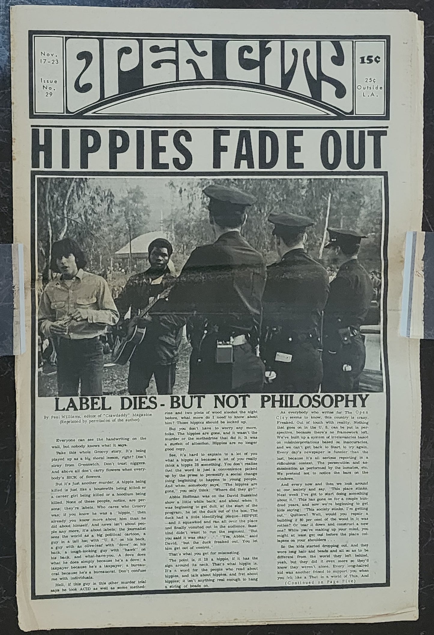 OPEN CITY No. 29, Nov. 17–23, 1967 — Bukowski on Barbara Frye, Canned Heat, Ramblin' Jack Elliott, Tim Buckley, End of the Love-In Era
