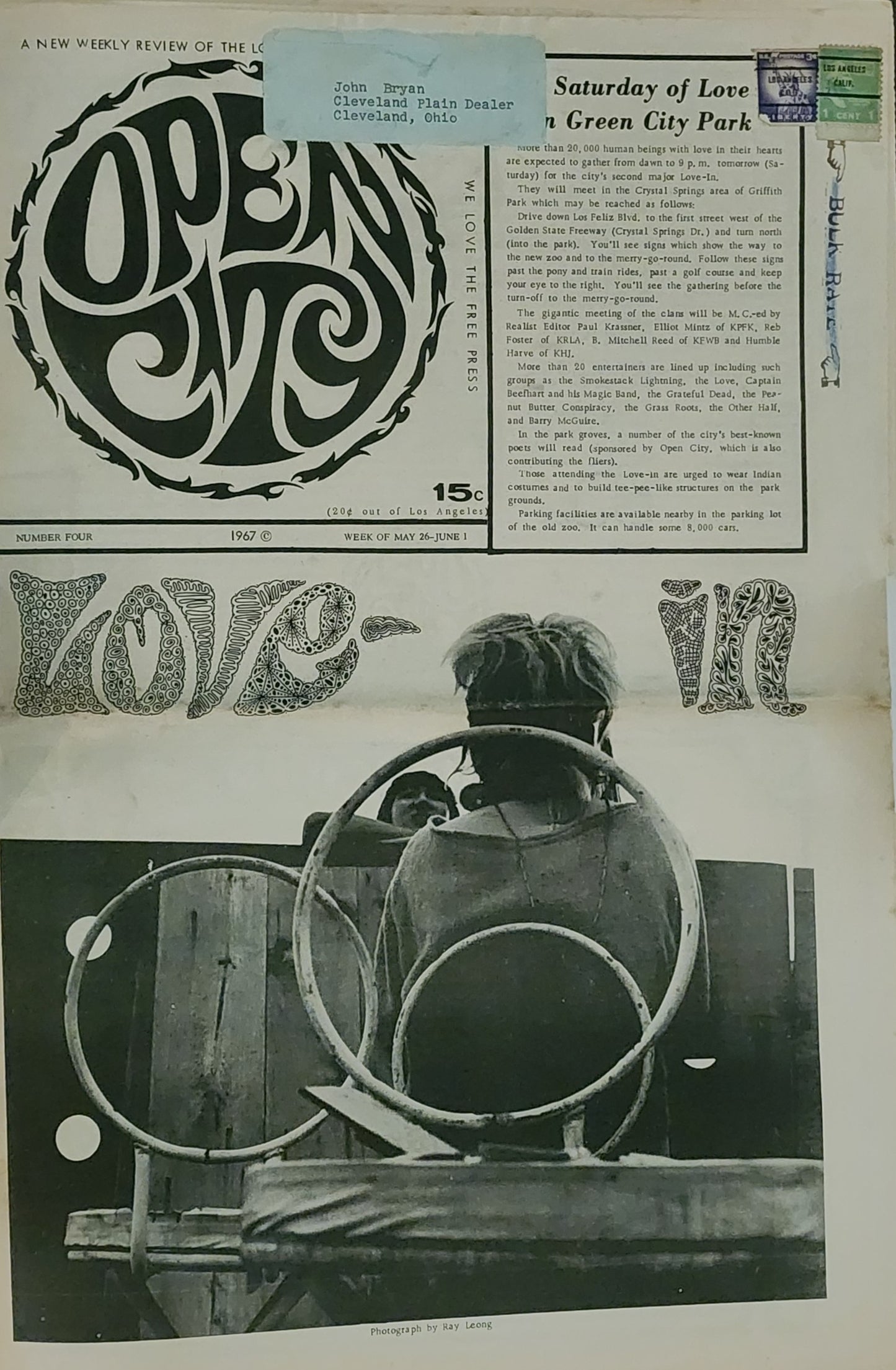 OPEN CITY No. 4, May 26–June 1, 1967 — Bukowski Aphorisms, Stokeley Carmichael, Richard Alpert, Grateful Dead, Captain Beefheart, Carl Wilson Draft Refusal
