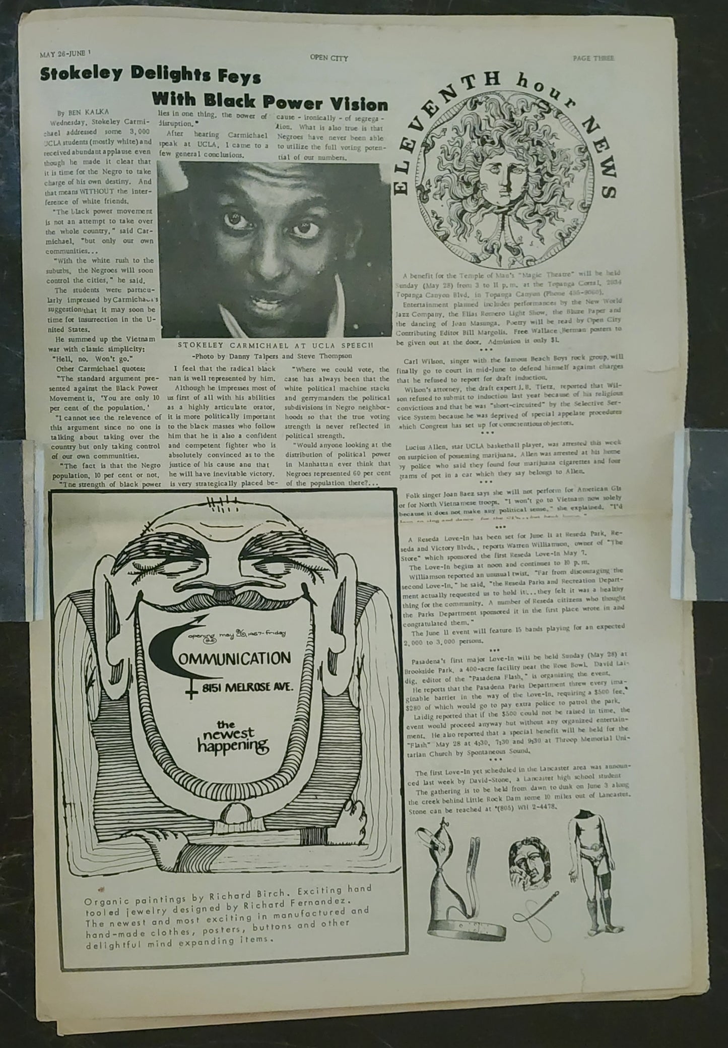 OPEN CITY No. 4, May 26–June 1, 1967 — Bukowski Aphorisms, Stokeley Carmichael, Richard Alpert, Grateful Dead, Captain Beefheart, Carl Wilson Draft Refusal