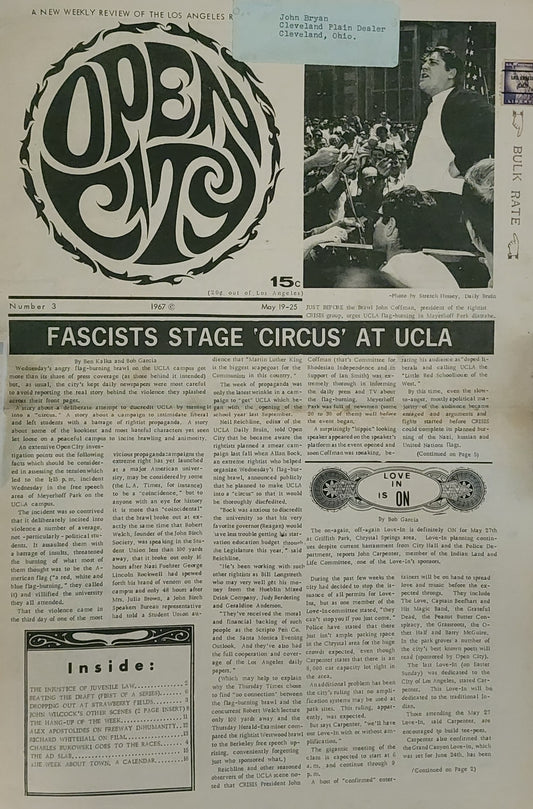 OPEN CITY No. 3, May 19–25, 1967 — Bukowski at the Races, Grateful Dead, Captain Beefheart, UCLA Free Speech Riot