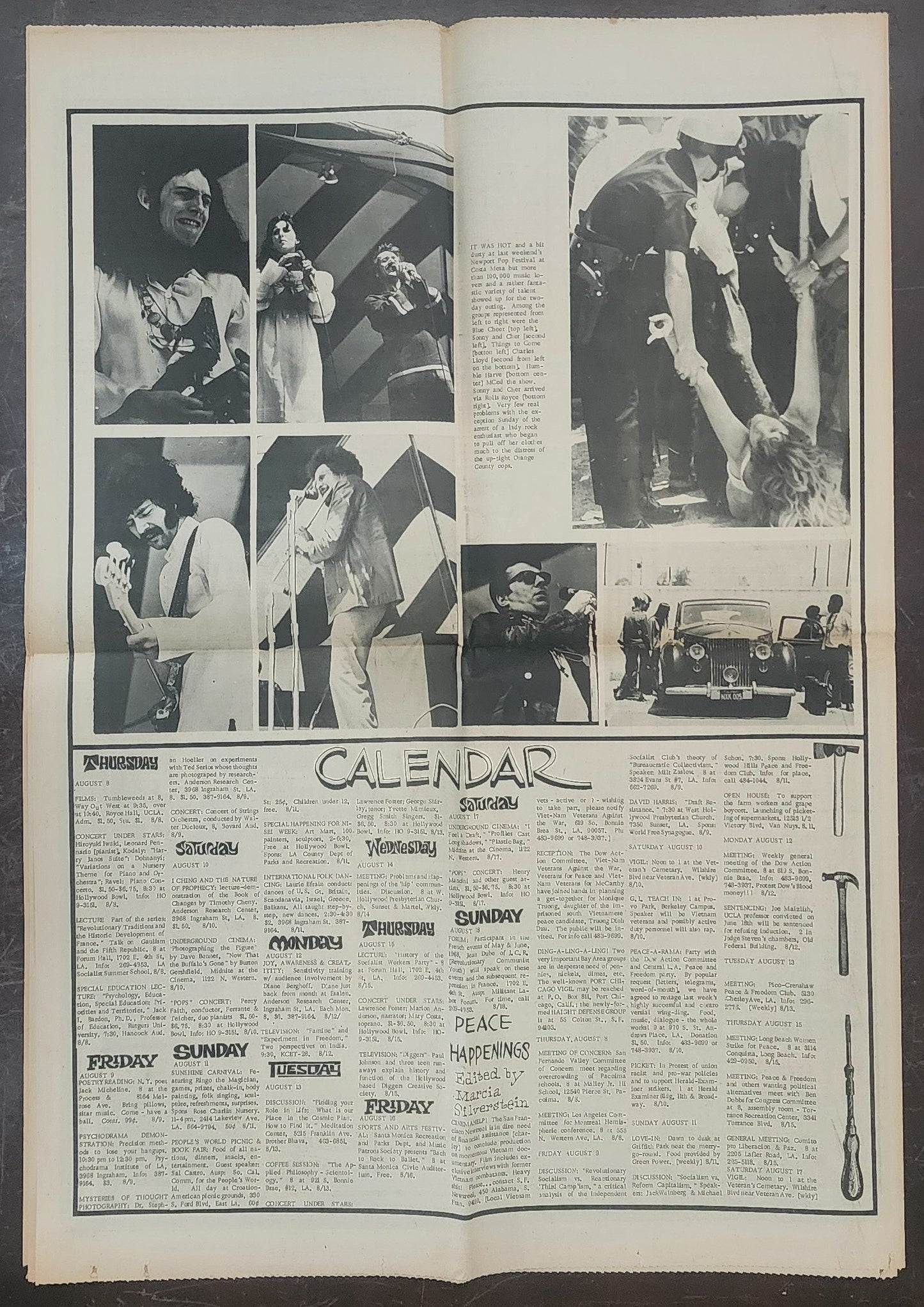 OPEN CITY No. 64, Aug. 9–15, 1968 — Bukowski at the Races and the Olympic Auditorium, Eldridge Cleaver, Dick Gregory, Newport Pop Festival, Jim Morrison