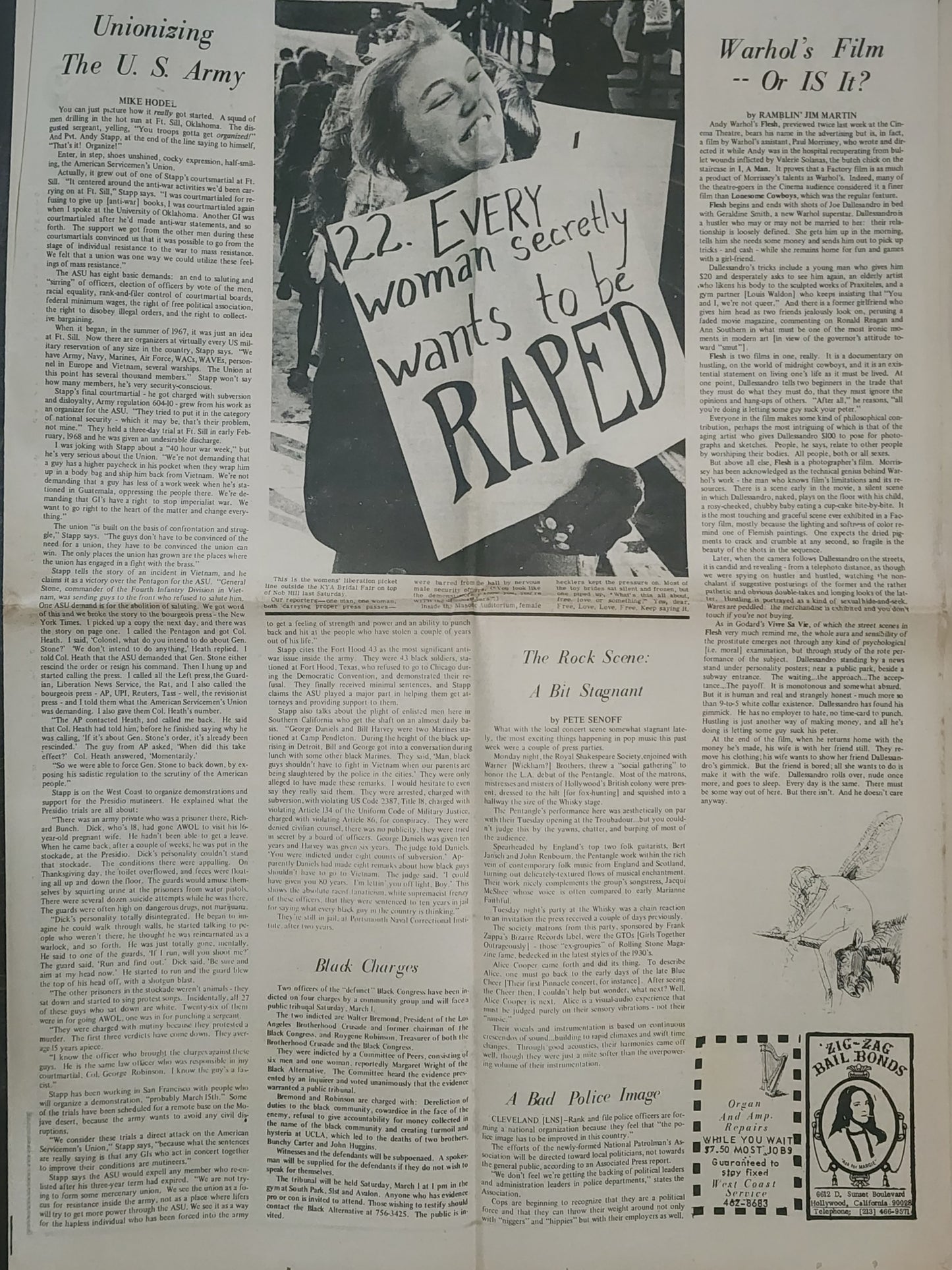 That's No. 89, Feb. 28–Mar. 6, 1969 — Bukowski Notes, Jethro Tull, Warhol's Flesh, GI Resistance, Jail Rapes Investigation