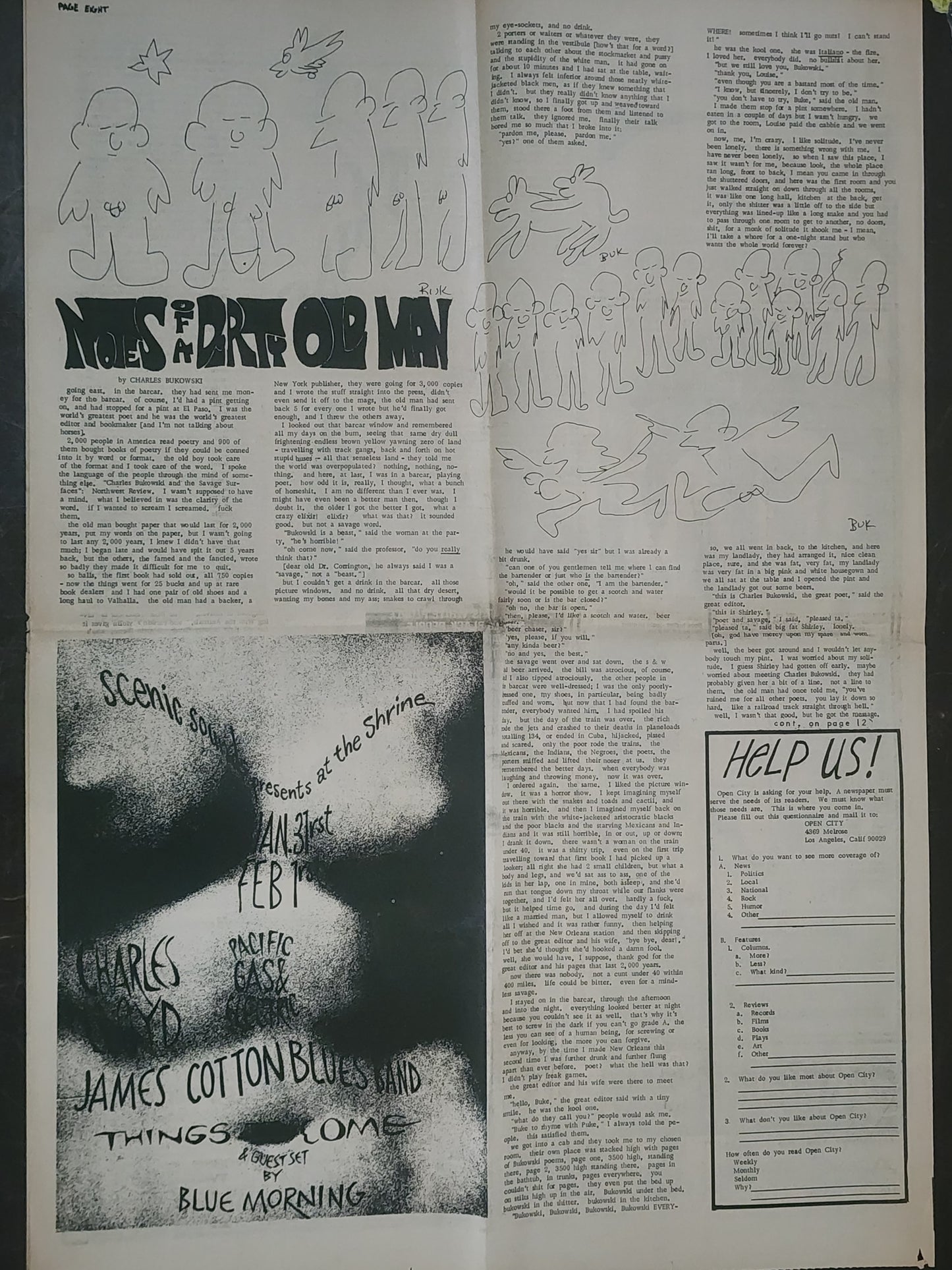 OPEN CITY No. 88, Jan. 24–30, 1969 — Bukowski in the French Quarter, Open City Benefit Poetry Reading, Black Panther Assassinations, Flying Burrito Brothers