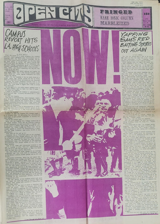 OPEN CITY No. 83, Dec. 20–26, 1968 — Bukowski Notes, The Doors Forum Review,  Eldridge Cleaver Centerfold Poster, Grateful Dead, Country Joe, Everly Brothers, Andy Warhol