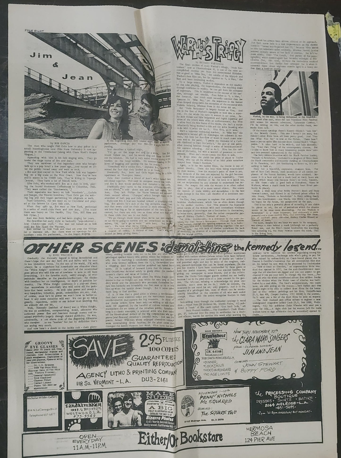OPEN CITY No. 76, Nov. 1–7, 1968 — Wallace Inaugural Issue, Peaceniks vs. Westlake Patriots, Bukowski Interrogated by Agents, Iron Butterfly and Creedence Clearwater Revival at the Shrine Expo Hall, Film and Dance Orgy Benefit for Open City Defense Fund