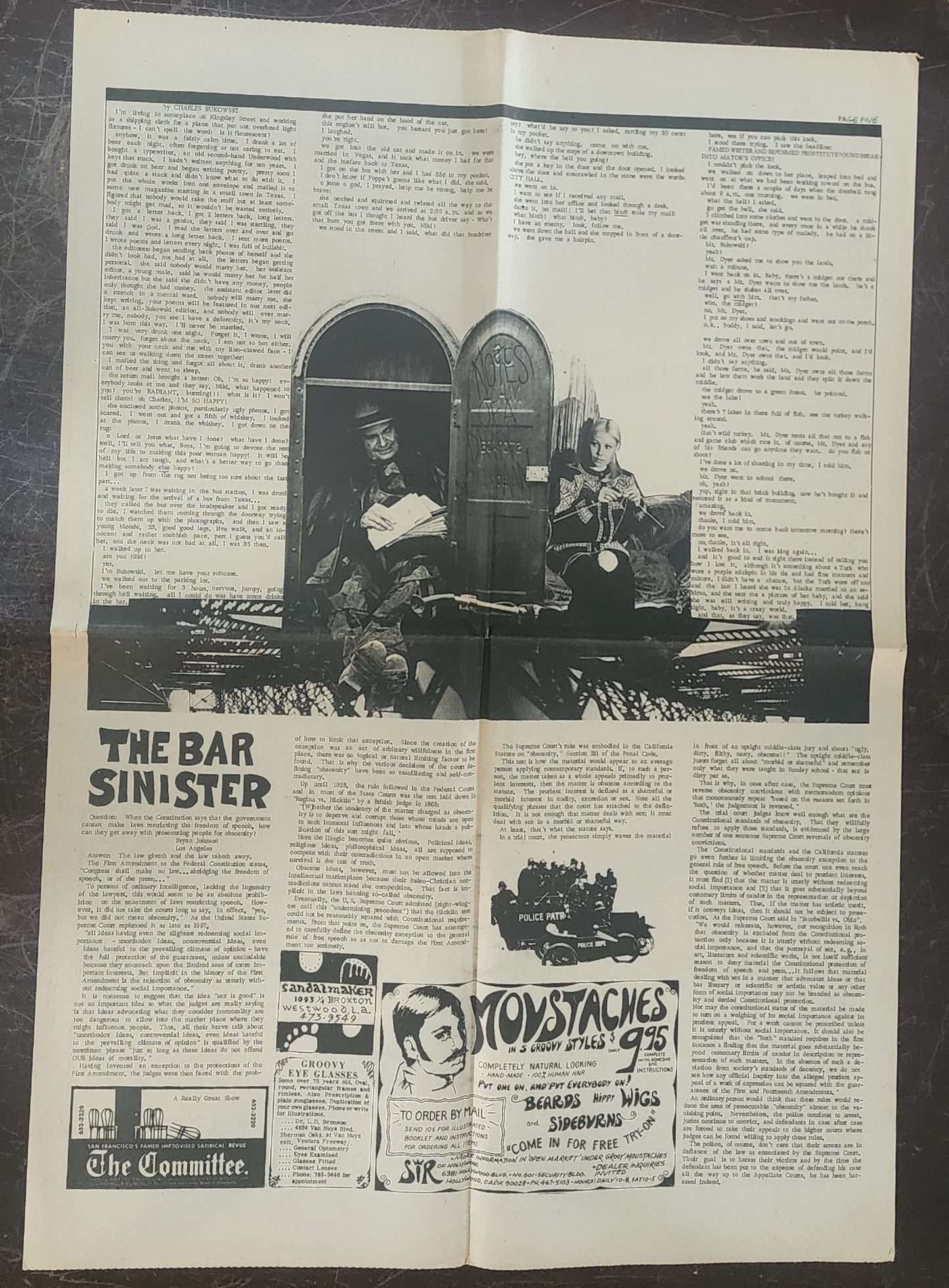 OPEN CITY No. 74, Oct. 18–24, 1968 — Bukowski on First Wife Barbara Frye, How Wallace Can Win; Sirhan Bishara Sirhan Part 2; Biff Rose; In Memory of Florence Beaumont
