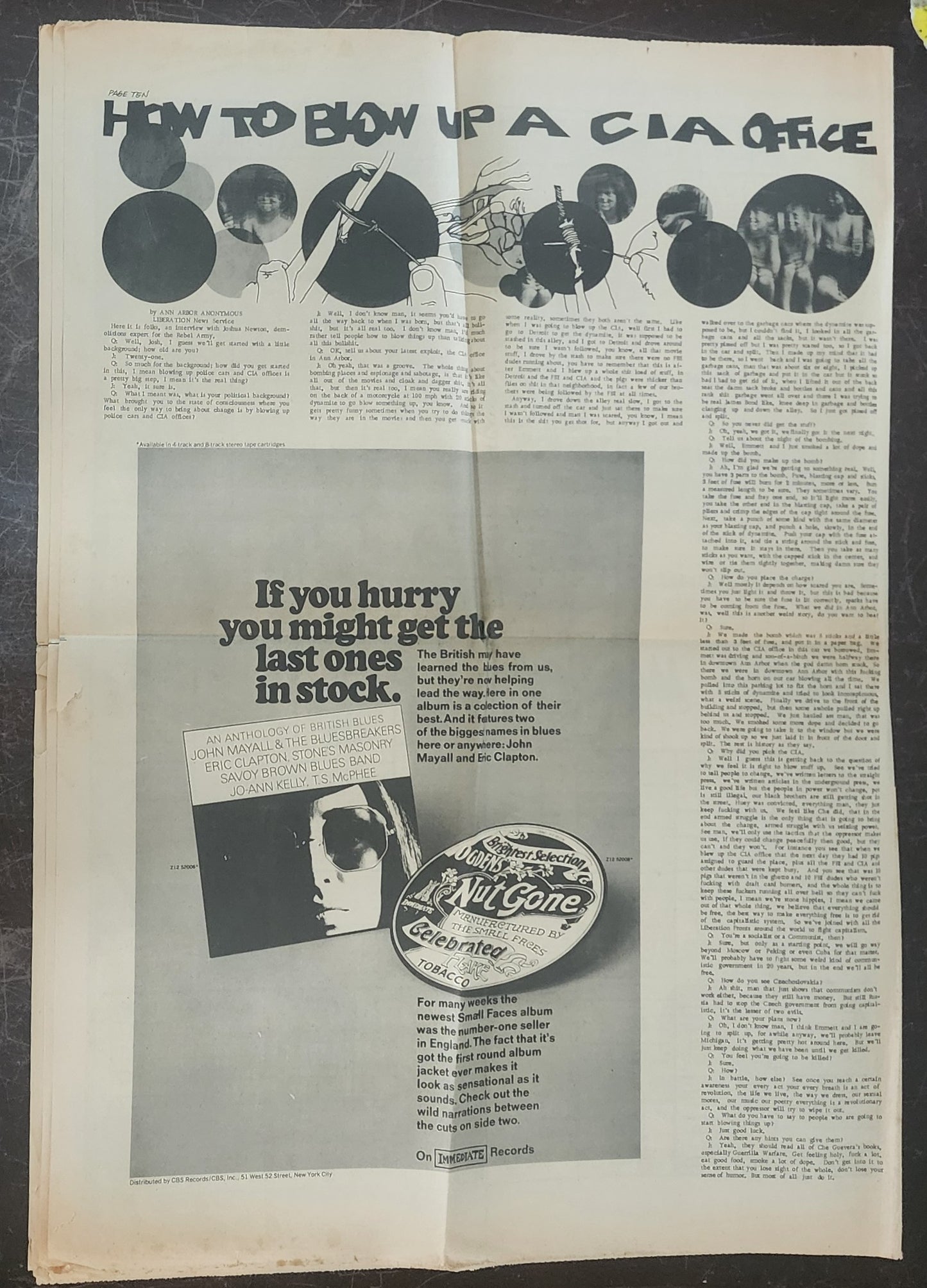 OPEN CITY No. 75, Oct. 25–31, 1968 — Bukowski Notes, How to Blow Up a CIA Office, L.A. Rightist Bombings, Small Faces, John Mayall and Eric Clapton