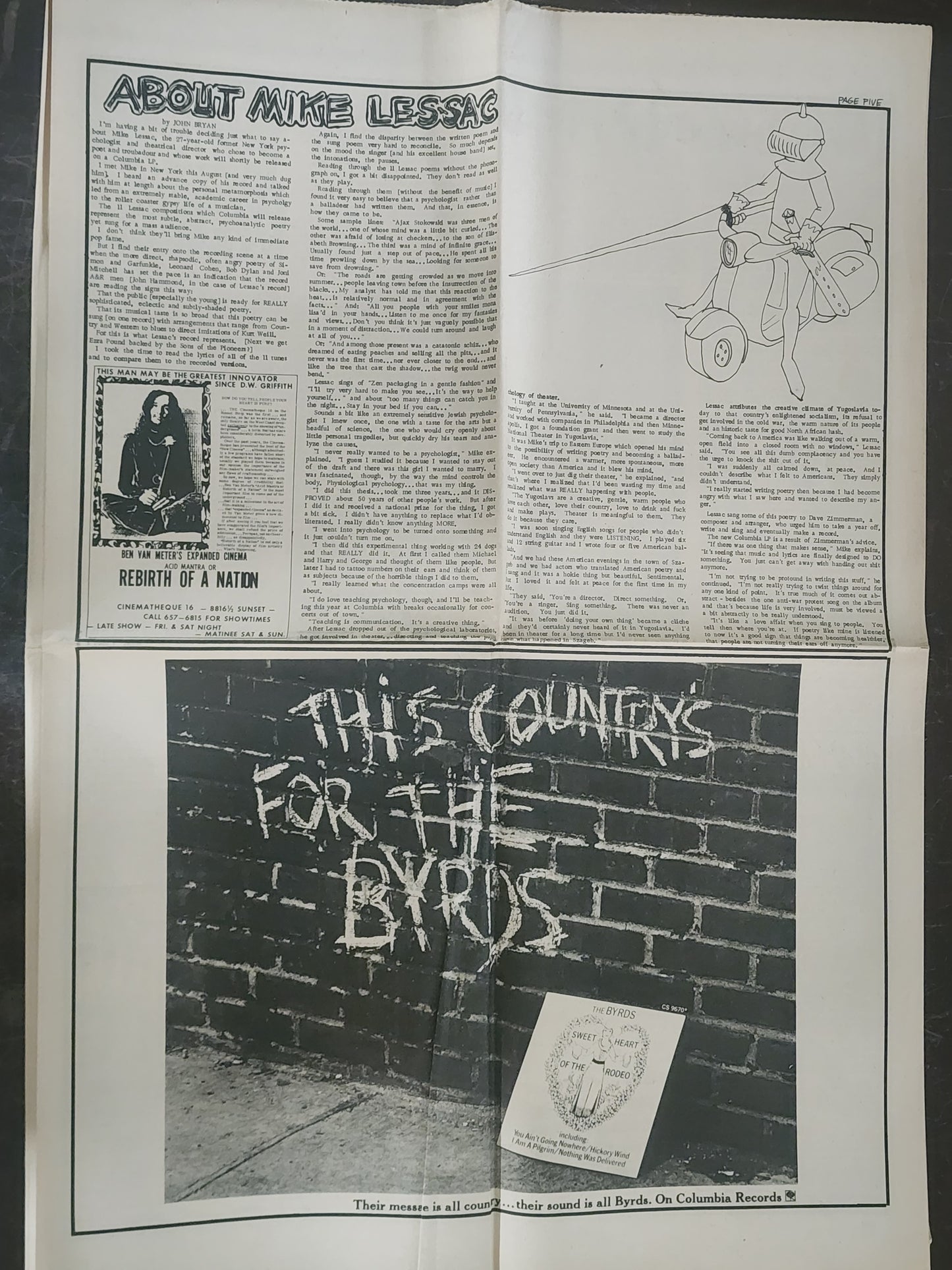 OPEN CITY No. 72, Oct. 4–10, 1968 — Bukowski Notes, The Byrds Sweet Heart of the Rodeo, Donovan at the Hollywood Bowl, Andy Warhol, Strip vs. Cops