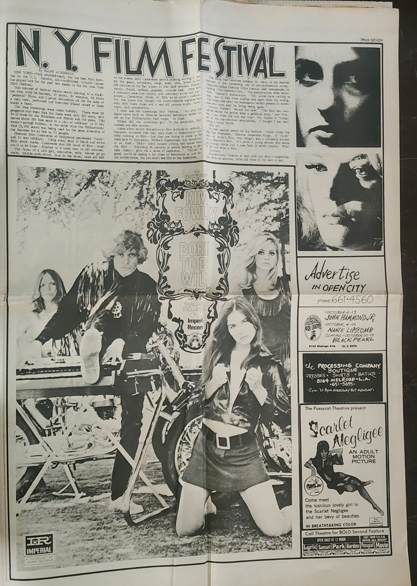 OPEN CITY No. 72, Oct. 4–10, 1968 — Bukowski Notes, The Byrds Sweet Heart of the Rodeo, Donovan at the Hollywood Bowl, Andy Warhol, Strip vs. Cops