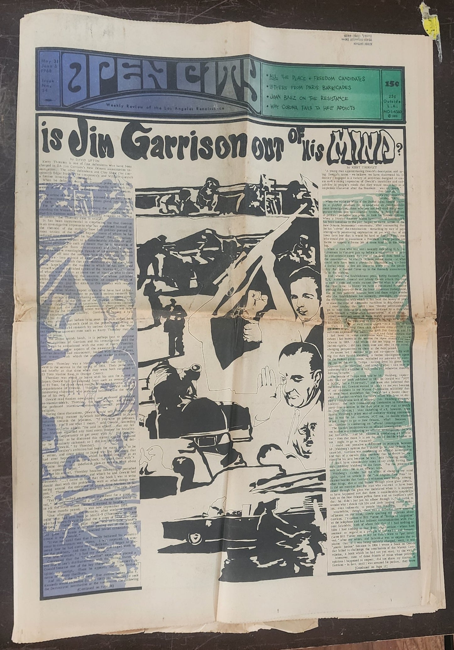 OPEN CITY No. 54, May 31–June 6, 1968 — Bukowski's Weird World, Jim Garrison JFK Investigation, Iron Butterfly, H.P. Lovecraft