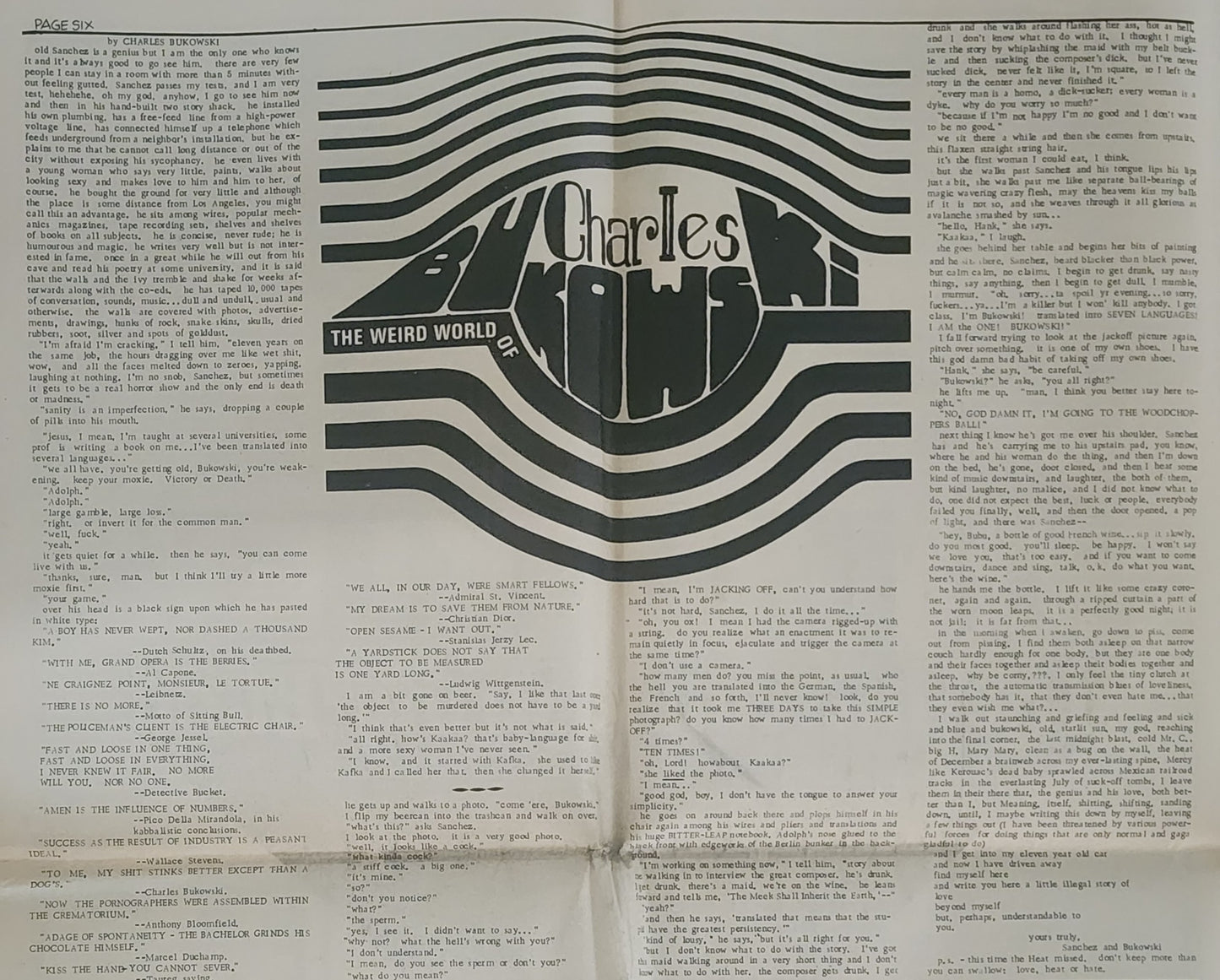 OPEN CITY No. 54, May 31–June 6, 1968 — Bukowski's Weird World, Jim Garrison JFK Investigation, Iron Butterfly, H.P. Lovecraft