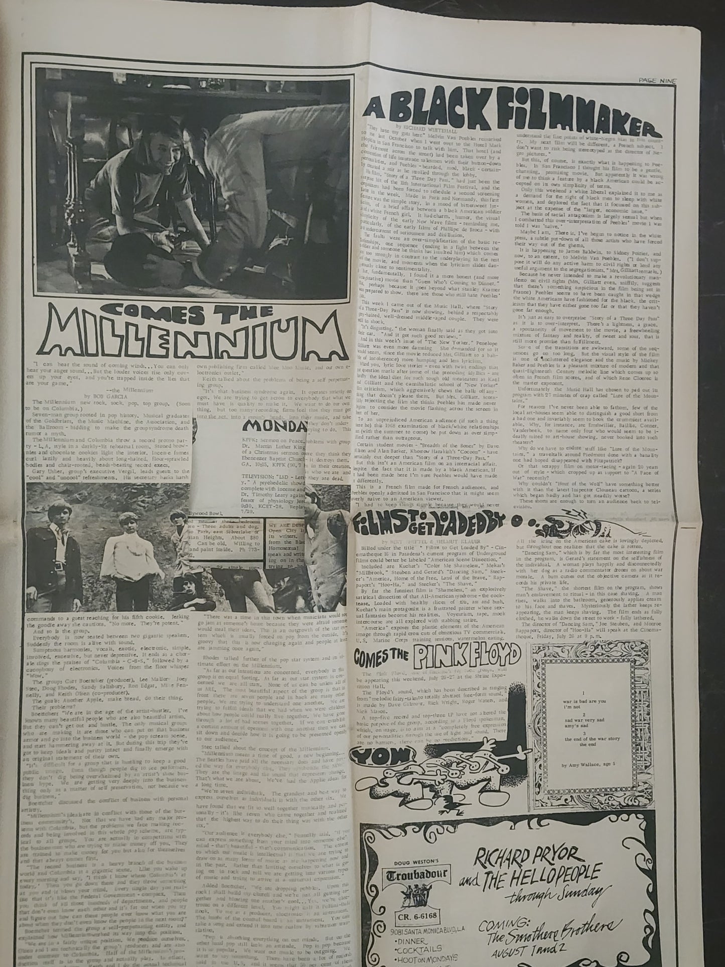 OPEN CITY No. 62, July 26–Aug. 1, 1968 — Bukowski on Neal Cassady, Cops Bust Open City, Pink Floyd, Newport Pop Festival, Richard Pryor