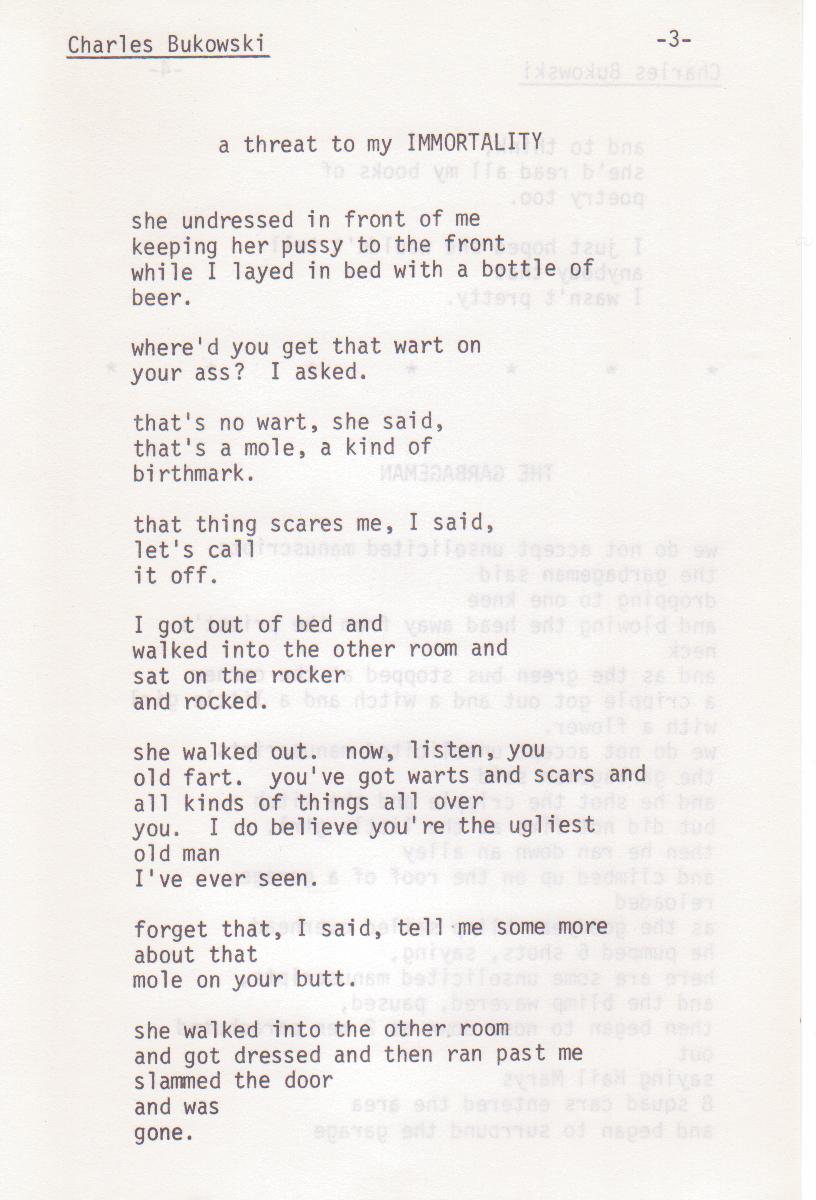 Hanging Loose -- Two First Appearance Charles Bukowski Poems (1971)