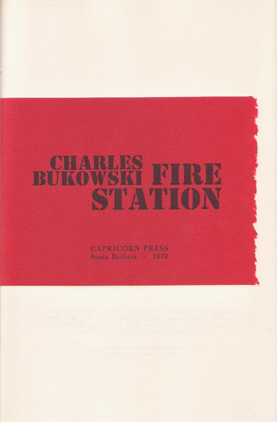 Fire Station -- First Edition Softcover by Charles Bukowski
