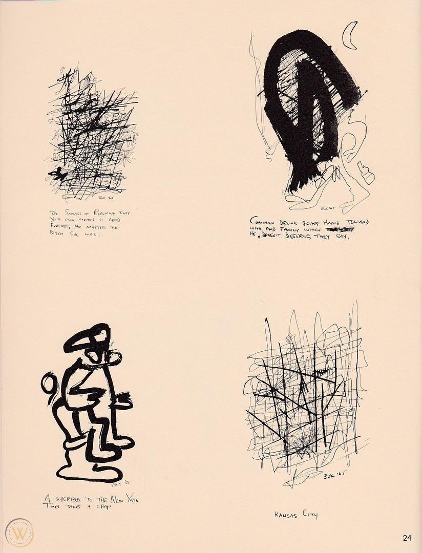 Harrison Street Review -- 11 Early Bukowski Drawings (1965) “Atomic Scribblings From a Manic Age” (1971)