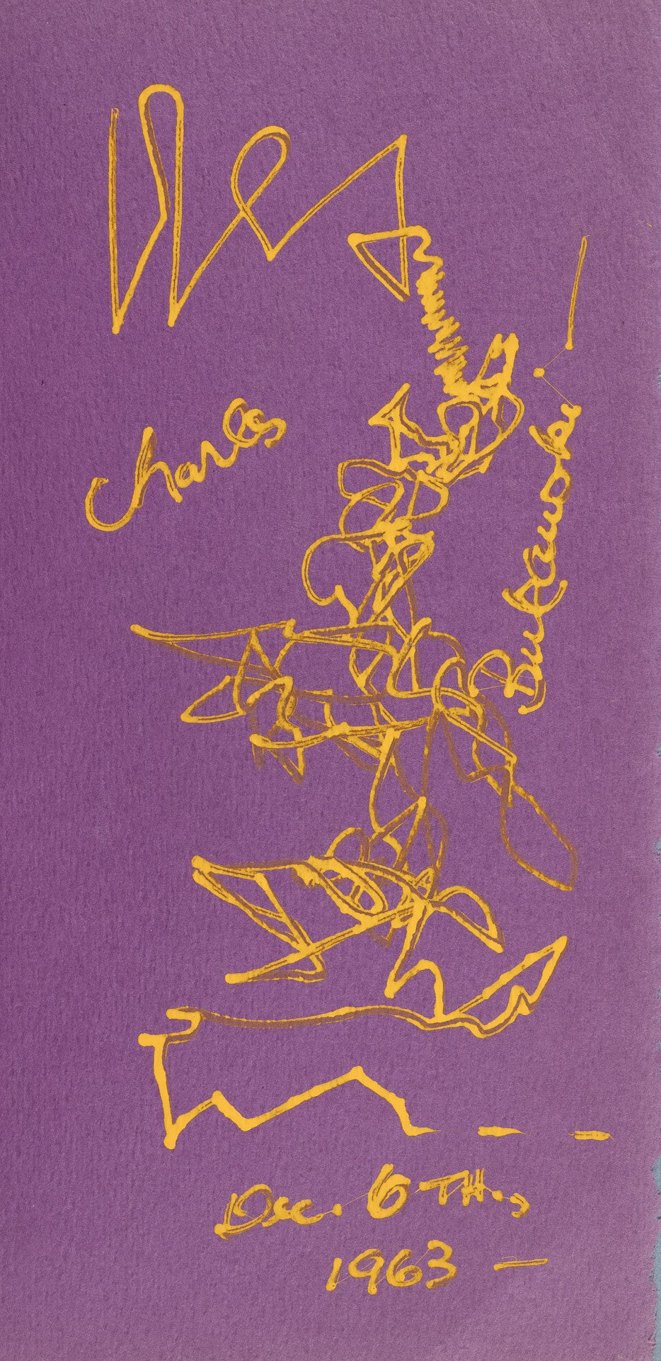 Unique Copy of It Catches My Heart in Its Hands: Signed Abstract Drawing, Dedication to Jon Webb with Drawing and Pressed Flowers Page