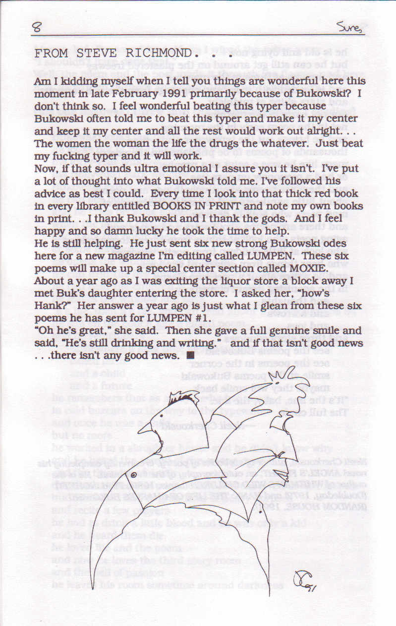 Sure 1: The Charles Bukowski Newsletter (1991)