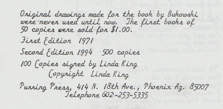 Me and Your Sometimes Love Poems (1994): Signed by Linda King w/ Charles Bukowski