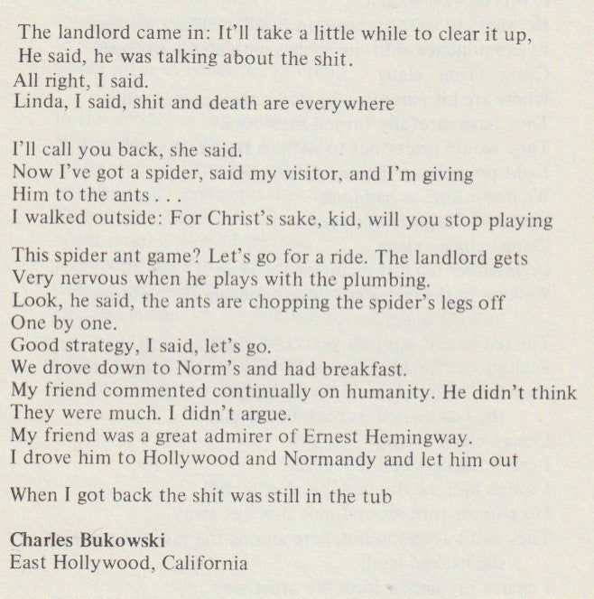 The Sunset Palm Hotel 7 -- One Uncollected Poem by Charles Bukowski (1970)