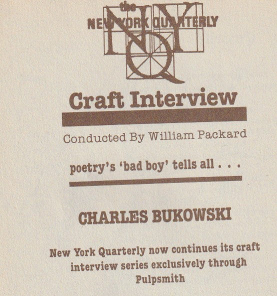 Pulpsmith, Vol. 2, No. 4 -- Five Poems (3 Uncollected, One First Appearance), 8 letters, and 9-Page Interview with Charles Bukowski (1983)