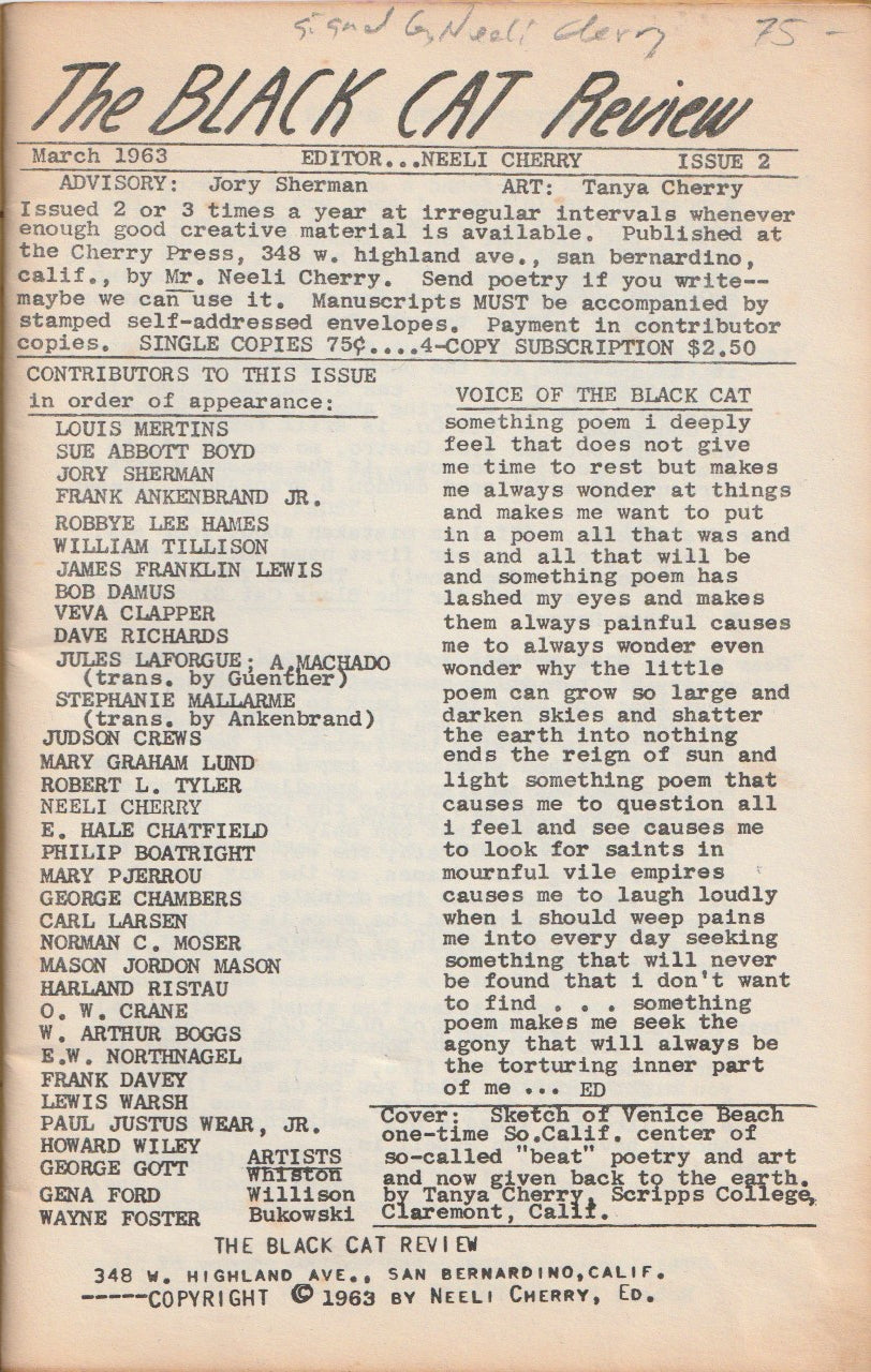 Black Cat Review Issue 2 – Signed by Neeli Cherry  (1963)