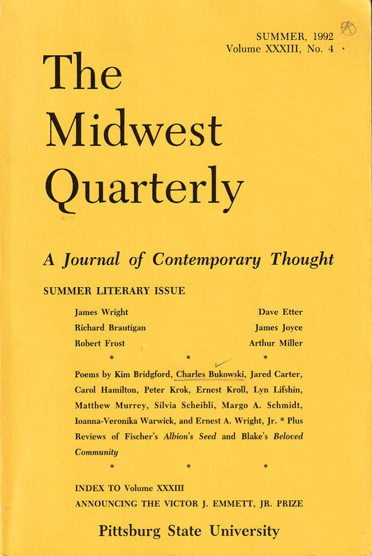 Midwest Quarterly Vol. 34, No. 2 -- First Appearance of Depression Kid (1993)