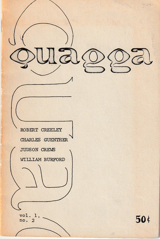 Quagga, Vol. 1 - No. 2 -- One Early First Appearance Charles Bukowski Poem (1960)