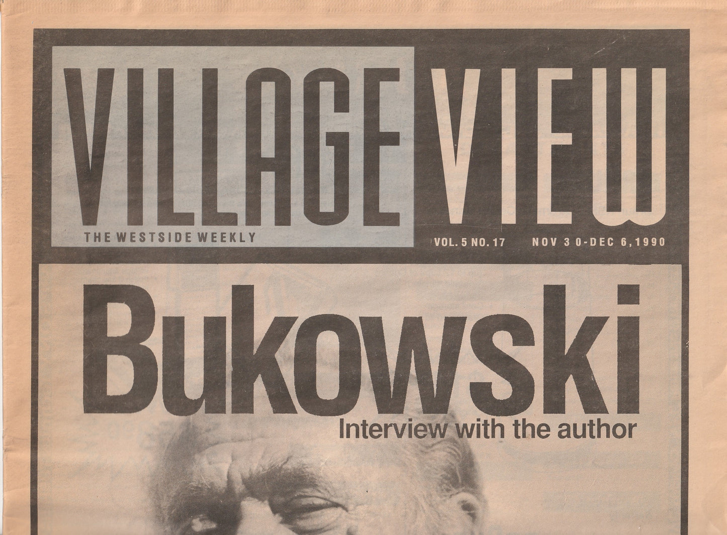 Village View -- Two-Page Center-Spread Interview with Charles Bukowski in  (1990)