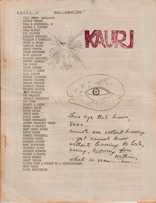 Kauri No. 15 -- Letter Excerpt and One Early Charles Bukowski Bit Of Prose (1966)