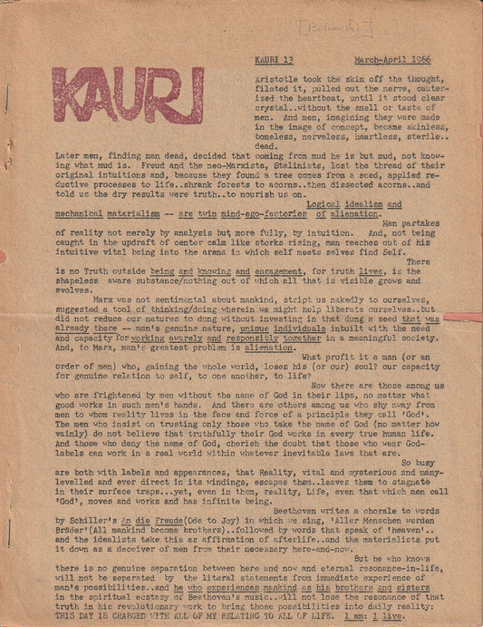 Kauri No. 13 -- Two Uncollected Charles Bukowski Poems (1966)