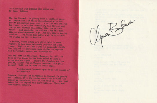 Signed by Charles Bukowski: Pig in a Pamphlet 12 (1985)