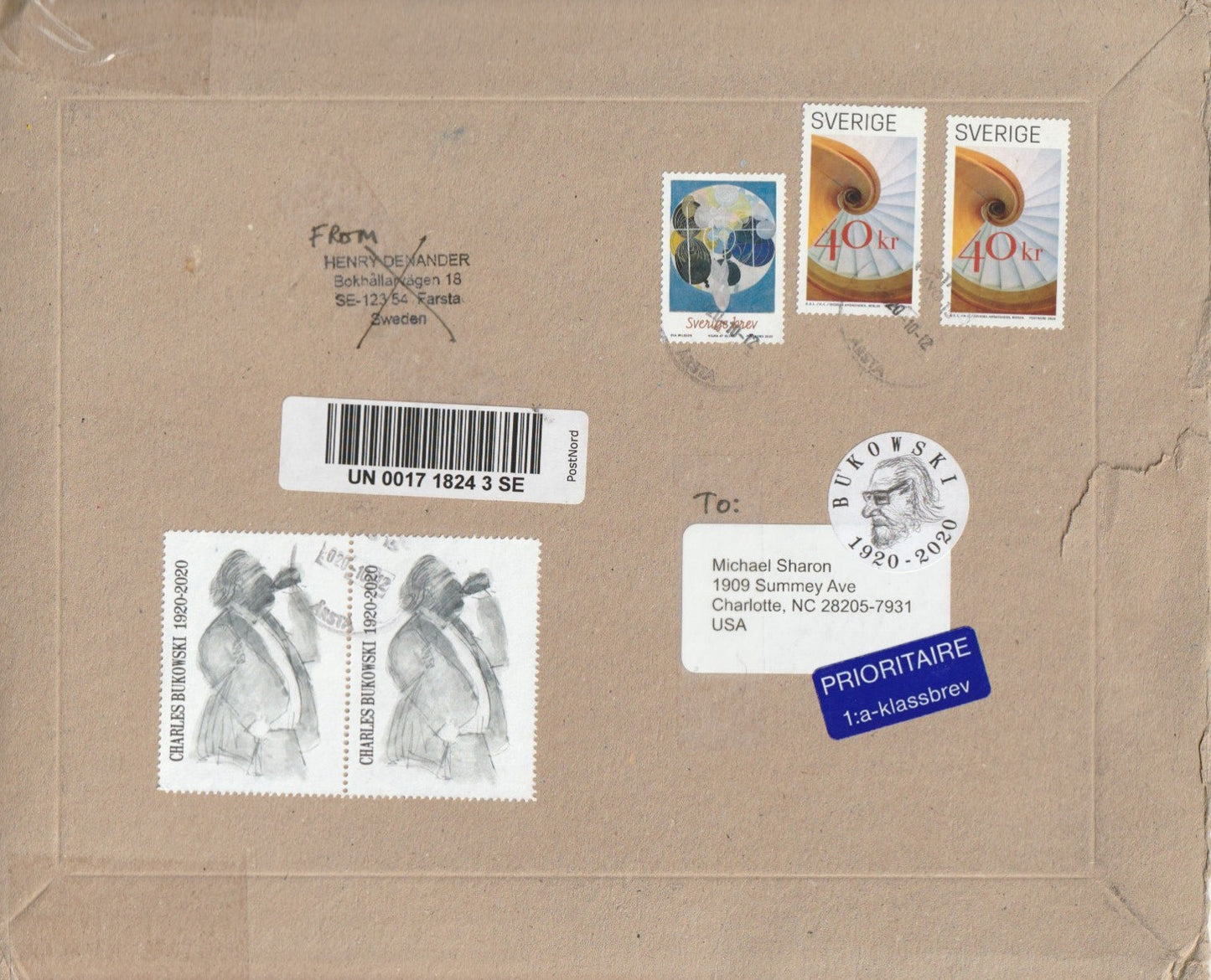 Bukowski Commemorative Stamps From Sweden