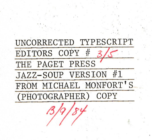 Barfly: Paget Press Editors Uncorrected Typescript: Copy #3/5