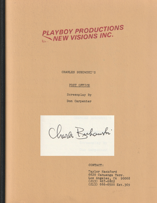 Post Office Screenplay Signed by Bukowski for a Taylor Hackford Film