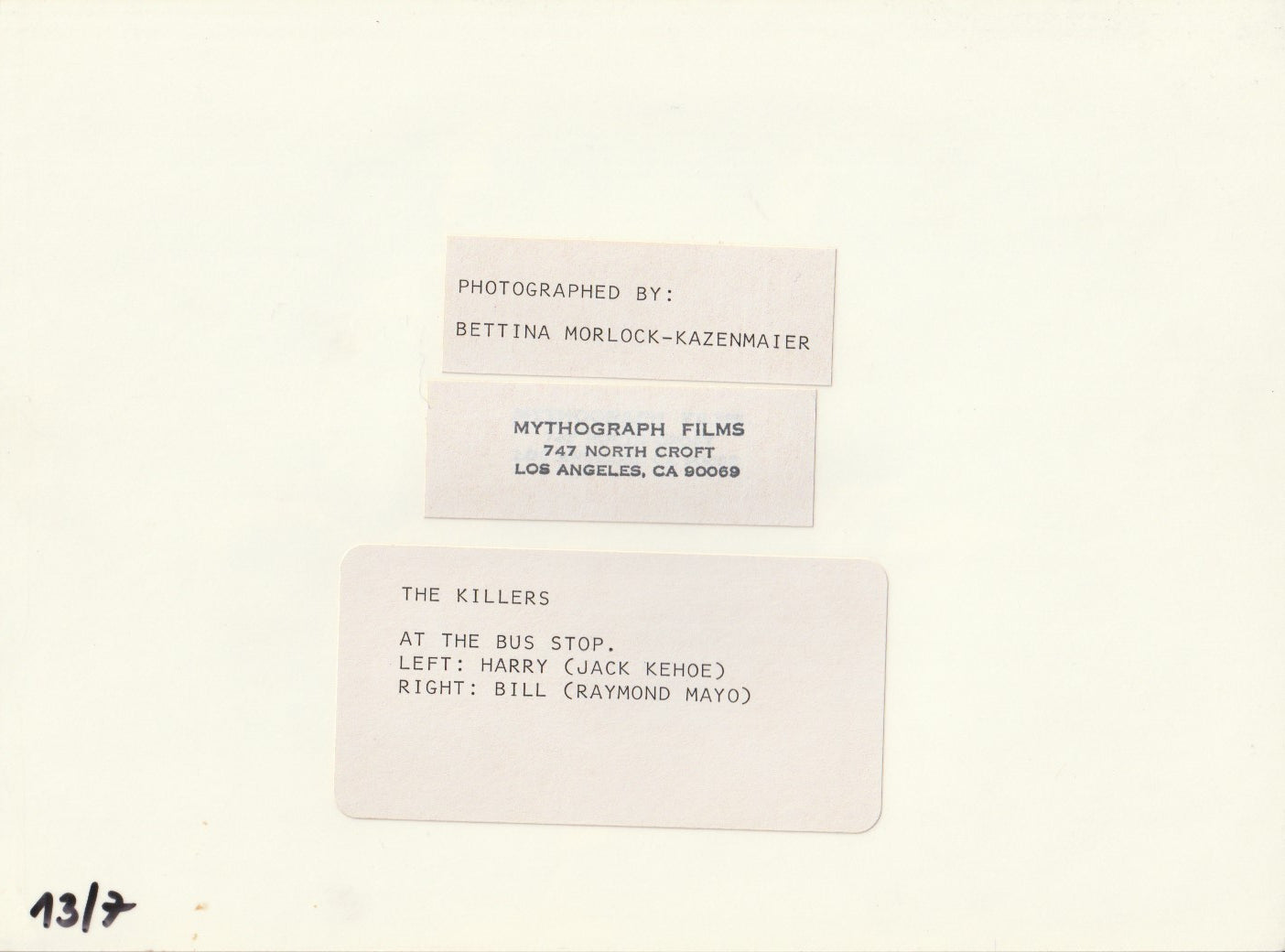 “THE KILLERS” starring Charles Bukowski: Short Film Promotional Package with Script, Bukowski Photographs, and Invitation to Premier (1984)