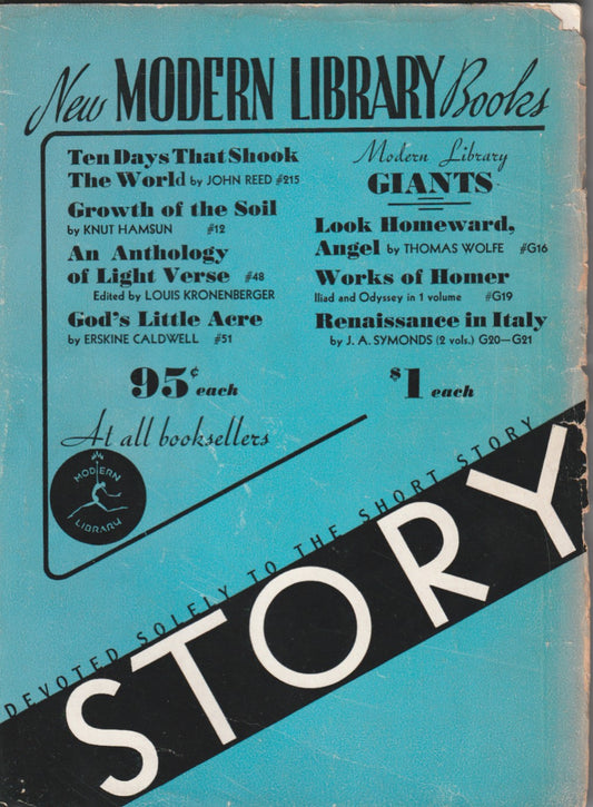 Jon Edgar Webb Short Story “Night after Night” in August 1935 Issue of Story