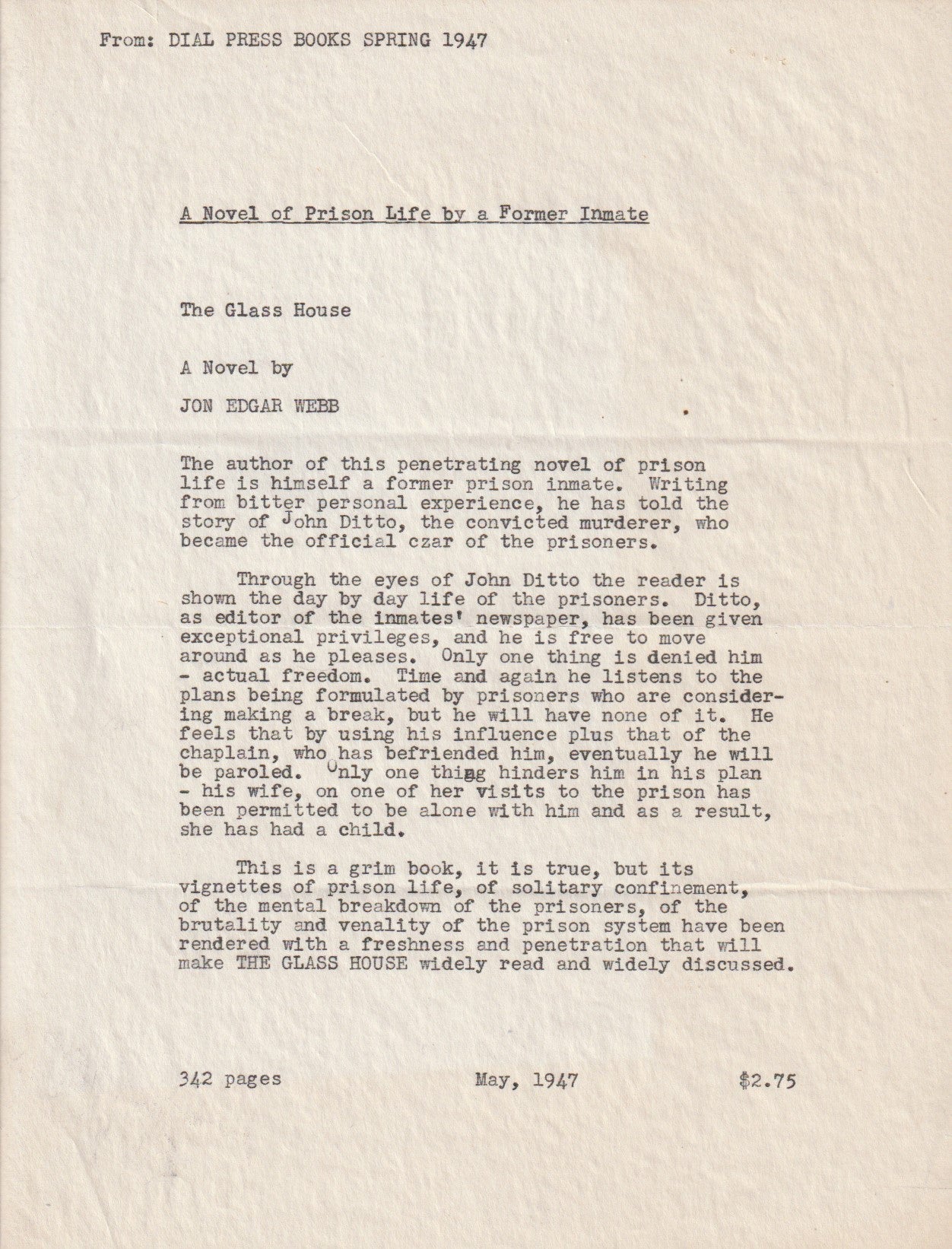 Signed Jon Webb Three-Page Letter to Walter Winchell with 1937 Dial Book Announcement