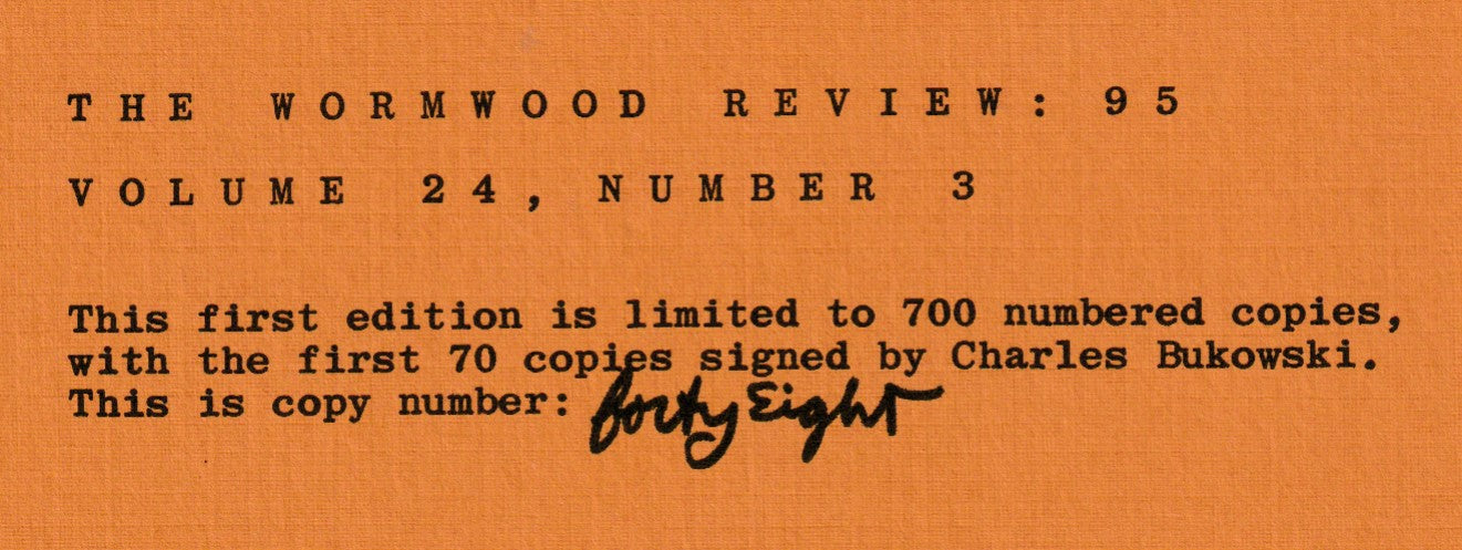 Wormwood Review 95 -- Deluxe Edition Signed by Charles Bukowski with Drawing (48/70)