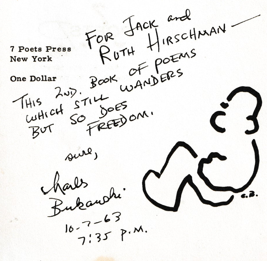 Longshot Pomes for Broke Players: Inscribed by Bukowski with Signed Original Drawing (1962)