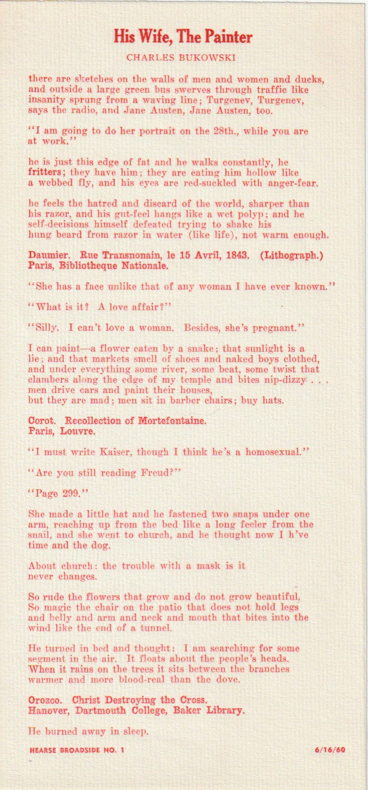 Coffin 1 – Signed Letter and Portfilio Featuring Charles Bukowski’s First Standalone Work