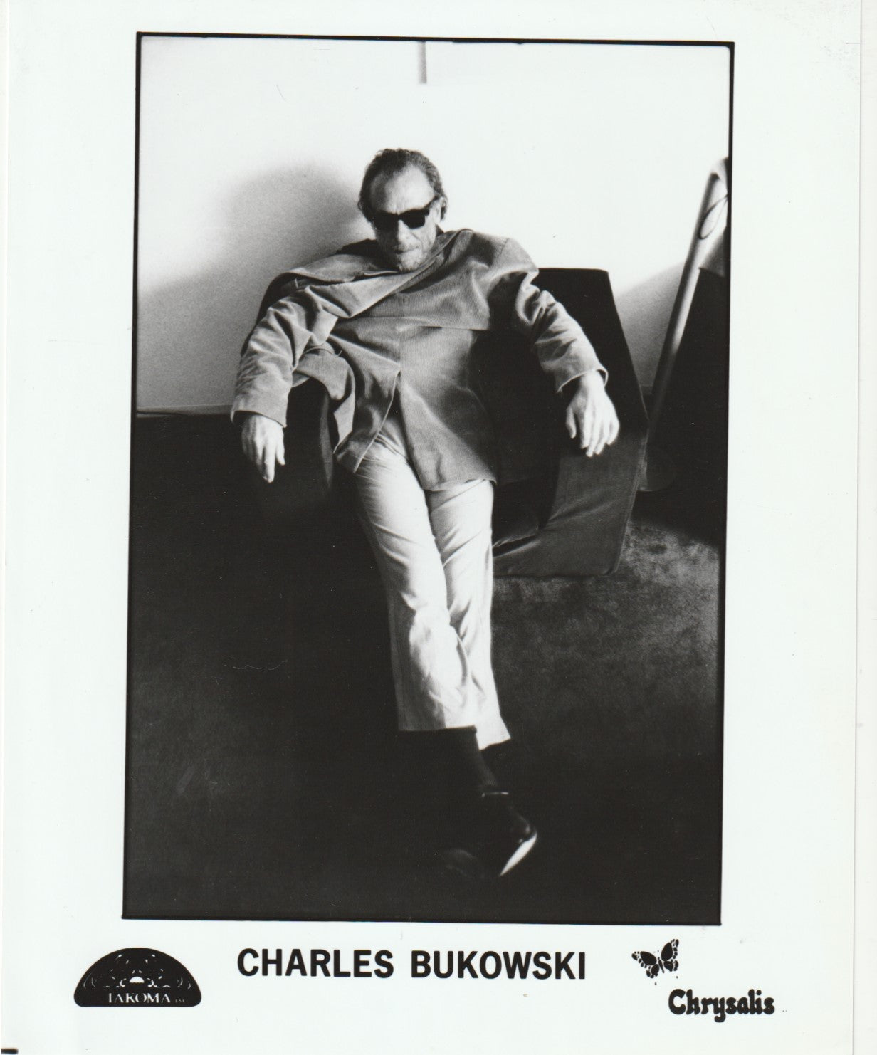 Publicity Photo and LP First Pressing: “Bukowski Reads His Poetry” Tacoma Records 1980