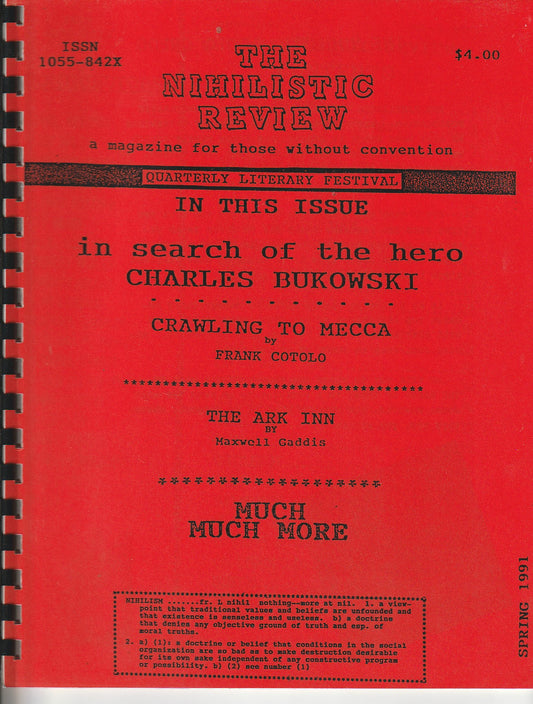 The Nihilistic Review, Vol. 1, No. 1 – One First Appearance Charles Bukowski Poem