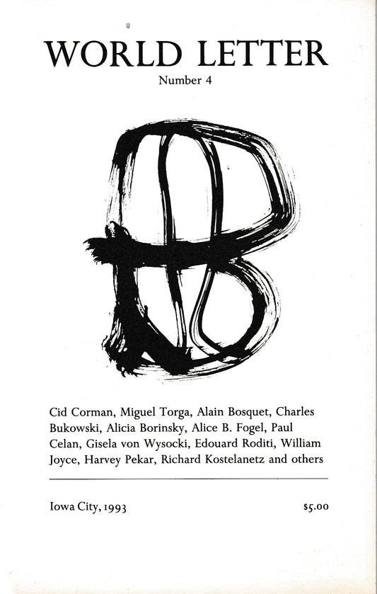 World Letter No. 4 (1993) – Four Charles Bukowski Poems, One Uncollected